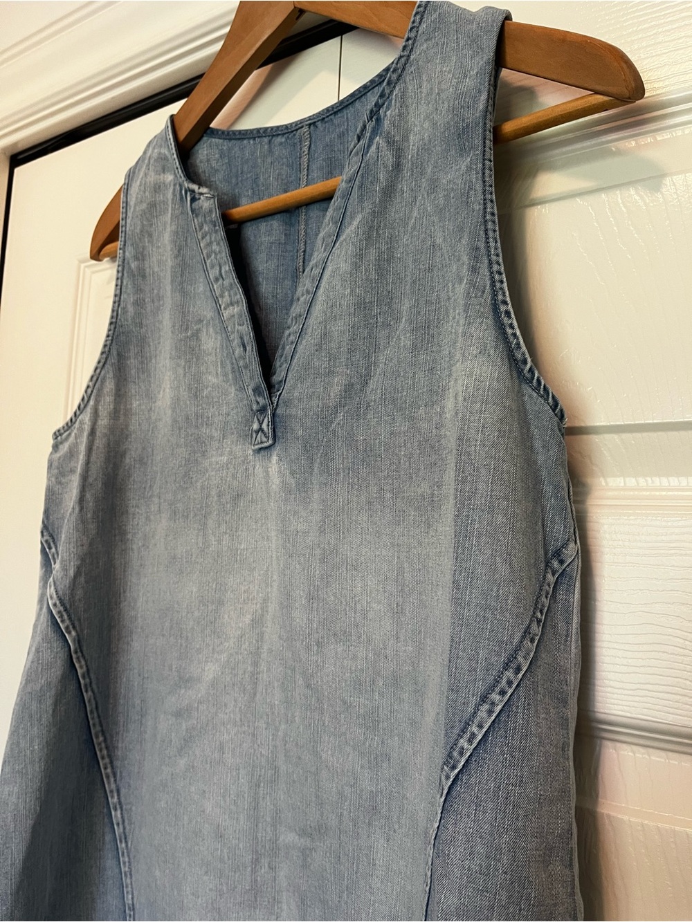 Sleeveless Light Wash Denim Tunic Top S